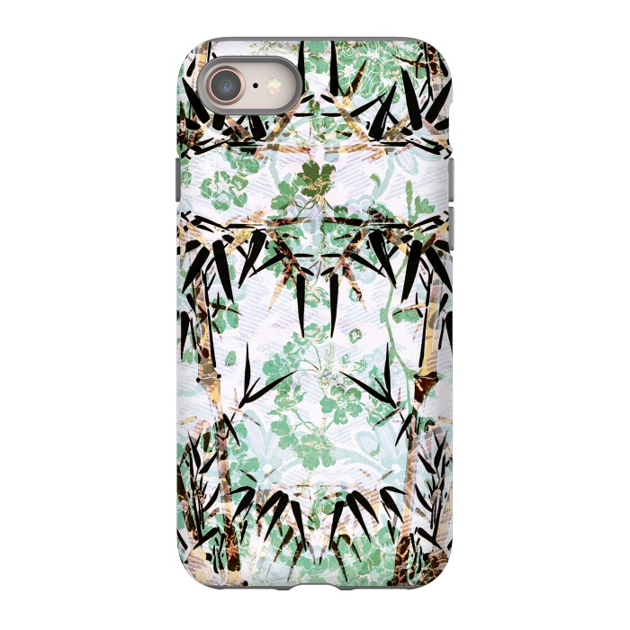 iPhone 8 StrongFit Bamboo trees and pastel green flowers by Oana 
