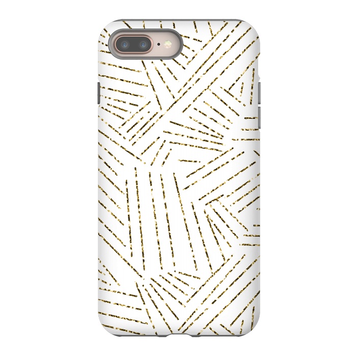 iPhone 8 plus StrongFit White and Gold Glitter Lines by Ashley Camille