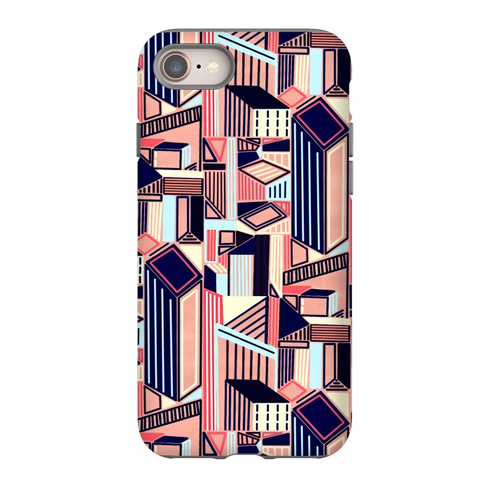 iPhone 8 StrongFit Abstract Minimalism City (Blush & Navy)  by Tigatiga