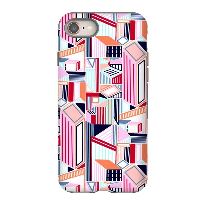 iPhone 8 StrongFit Abstract Minimalism City (Peachy Pastel & Red)  by Tigatiga