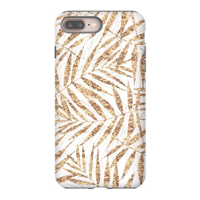 iPhone 8 plus StrongFit Elegant golden tropical palm leaves design by InovArts