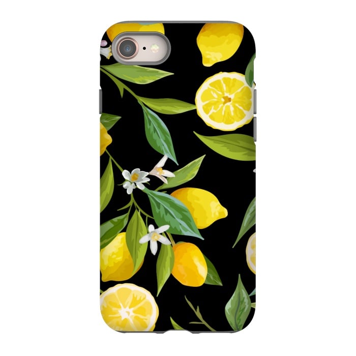 iPhone 8 StrongFit lemons in black background by haroulita