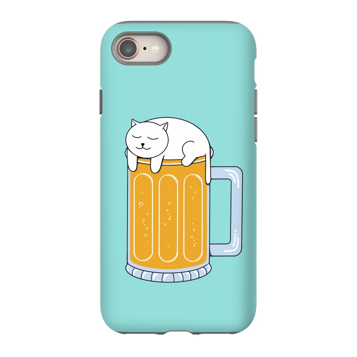 iPhone 8 StrongFit Cat Beer Green by Coffee Man