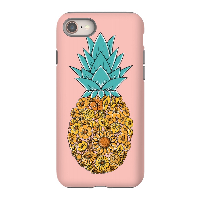 iPhone 8 StrongFit Pineapple Floral Pink by Coffee Man