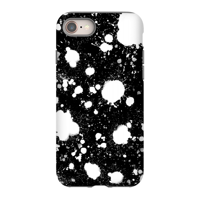 iPhone 8 StrongFit Black and white paint splatter  by Melissa Pedersen