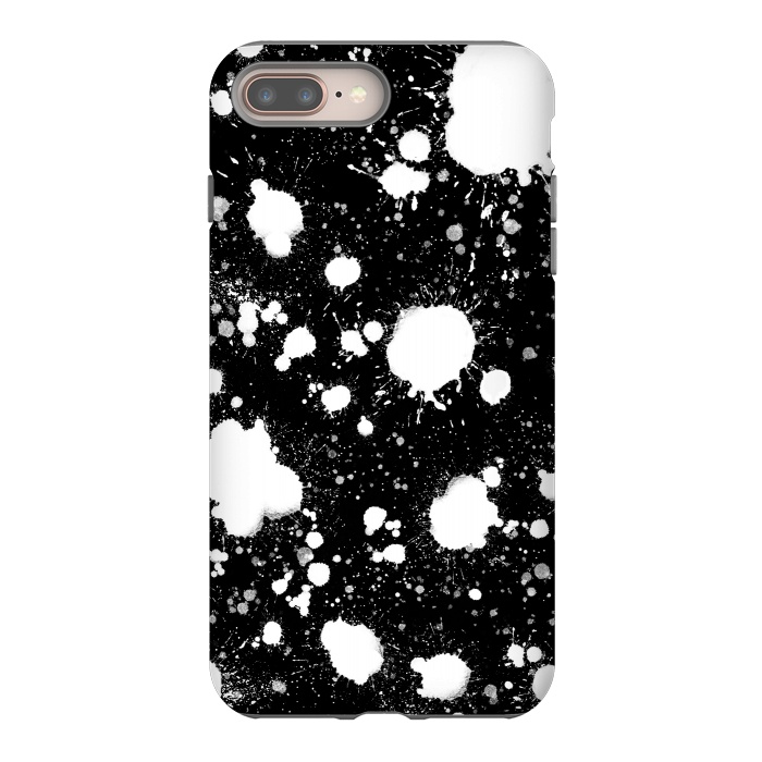 iPhone 8 plus StrongFit Black and white paint splatter  by Melissa Pedersen
