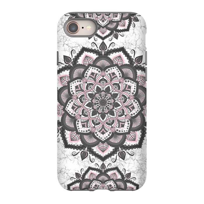 iPhone 8 StrongFit Black pink mandala flower by Jms