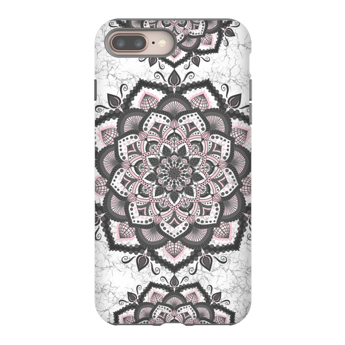 iPhone 8 plus StrongFit Black pink mandala flower by Jms
