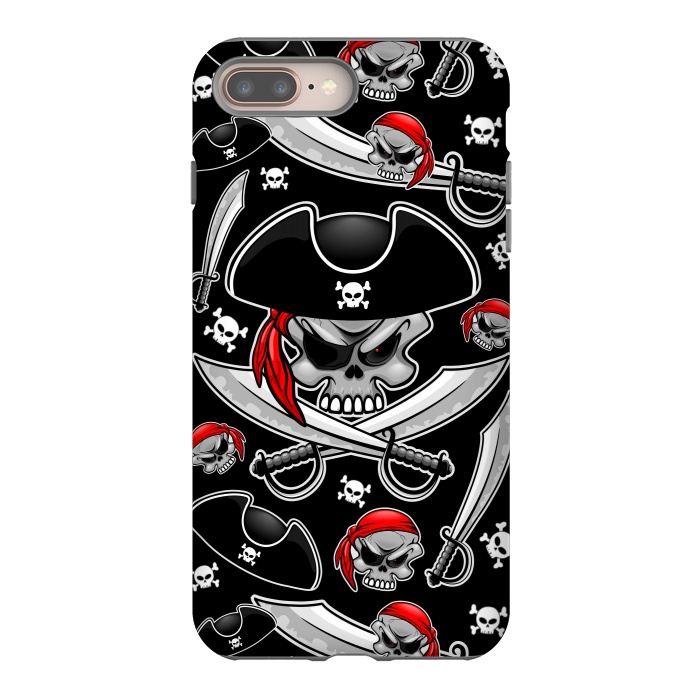 iPhone 8 plus StrongFit Skull Pirate Captain with Crossed Sabers by BluedarkArt