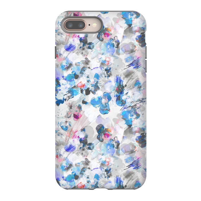 iPhone 8 plus StrongFit Watercolor splattered pansies by Oana 