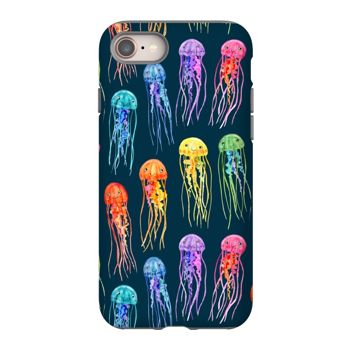 iPhone 8 StrongFit Little Cute Rainbow Jellyfish on Dark by Micklyn Le Feuvre