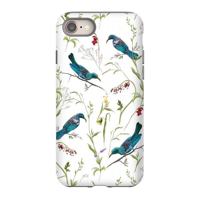 iPhone 8 StrongFit Birds in flowers by Elzbieta Malyska
