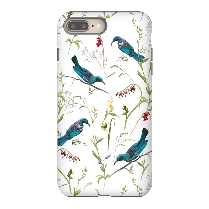 iPhone 8 plus StrongFit Birds in flowers by Elzbieta Malyska