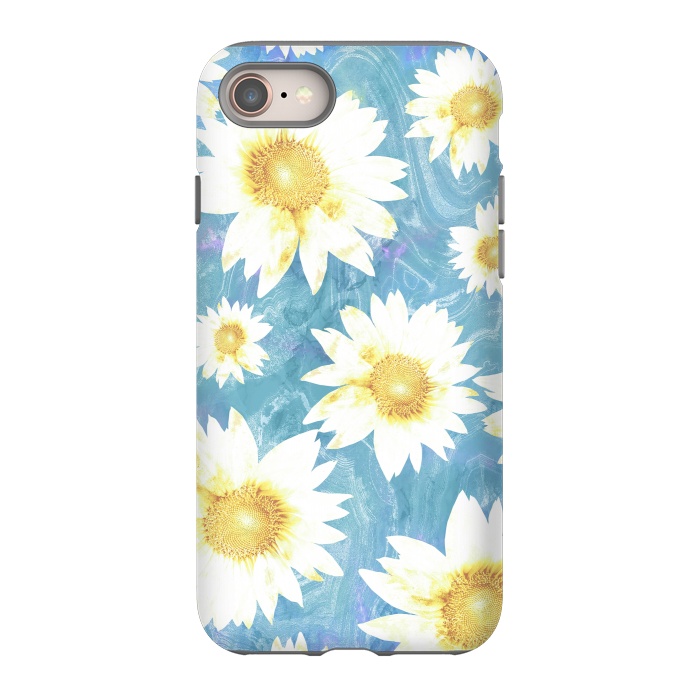 iPhone 8 StrongFit Pastel sunflowers and blue  pattern by Oana 