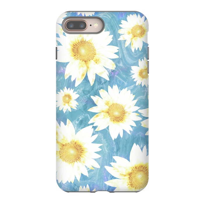 iPhone 8 plus StrongFit Pastel sunflowers and blue  pattern by Oana 
