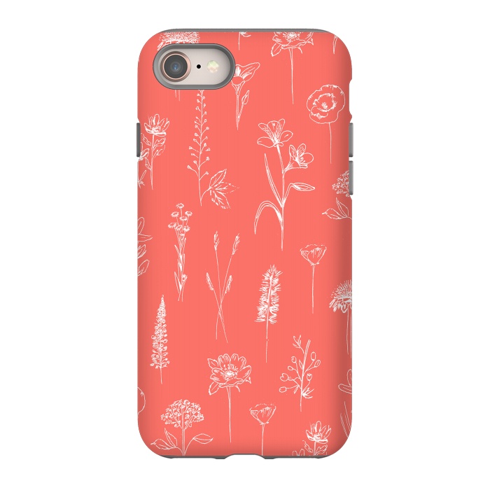 iPhone 8 StrongFit Patagonian wildflowers - Coral by Anis Illustration