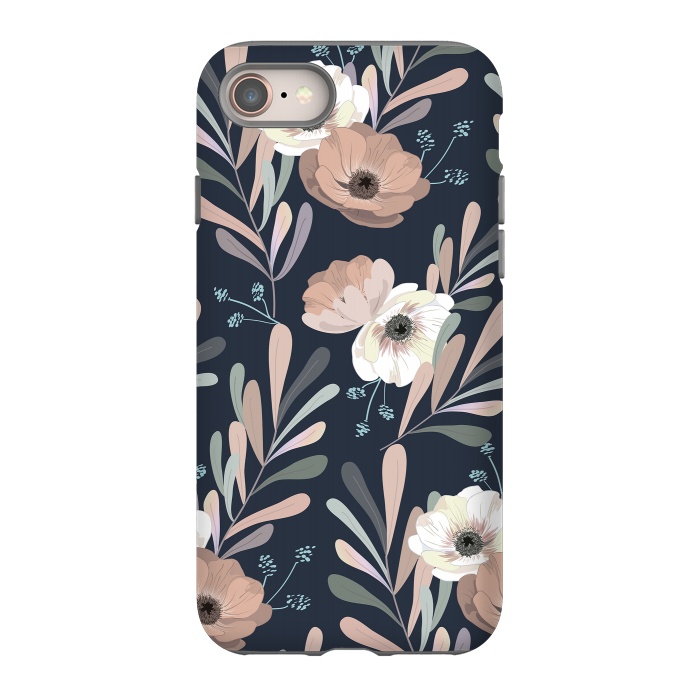 iPhone 8 StrongFit Olives and anemones - blue by Anis Illustration