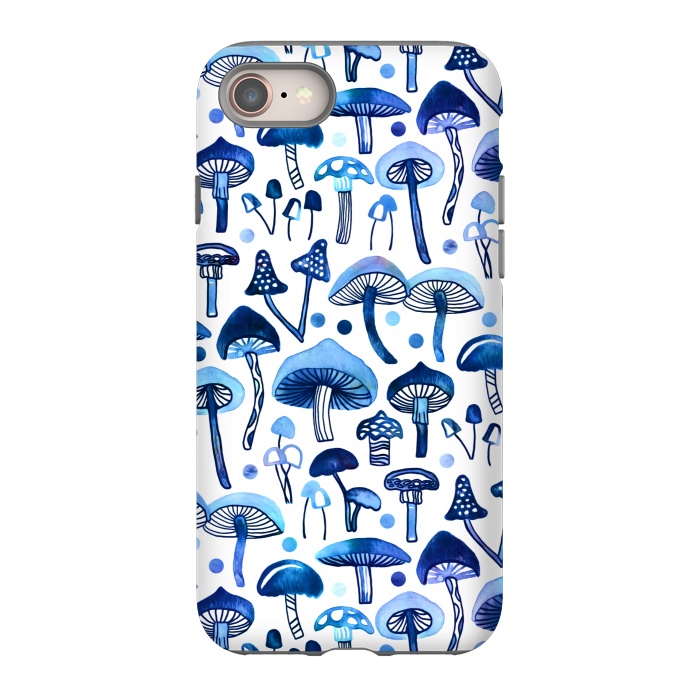 iPhone 8 StrongFit Blue Mushrooms by Tigatiga