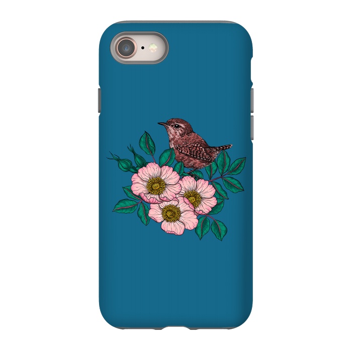 iPhone 8 StrongFit Wren and dog rose bouquet by Katerina Kirilova