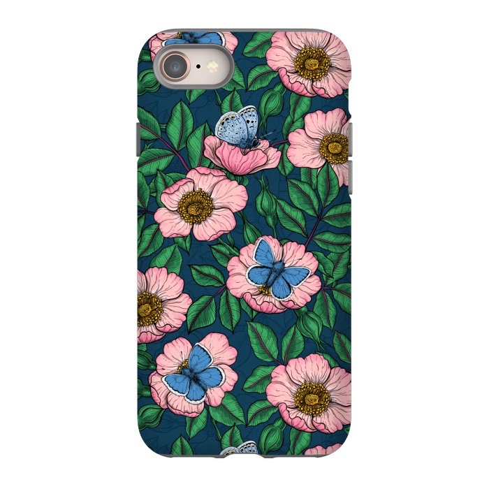 iPhone 8 StrongFit Dog rose and butterflies by Katerina Kirilova