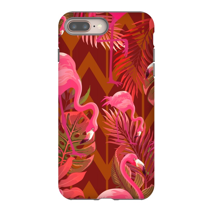 iPhone 8 plus StrongFit Pink Flamingos On The Beach by ArtsCase