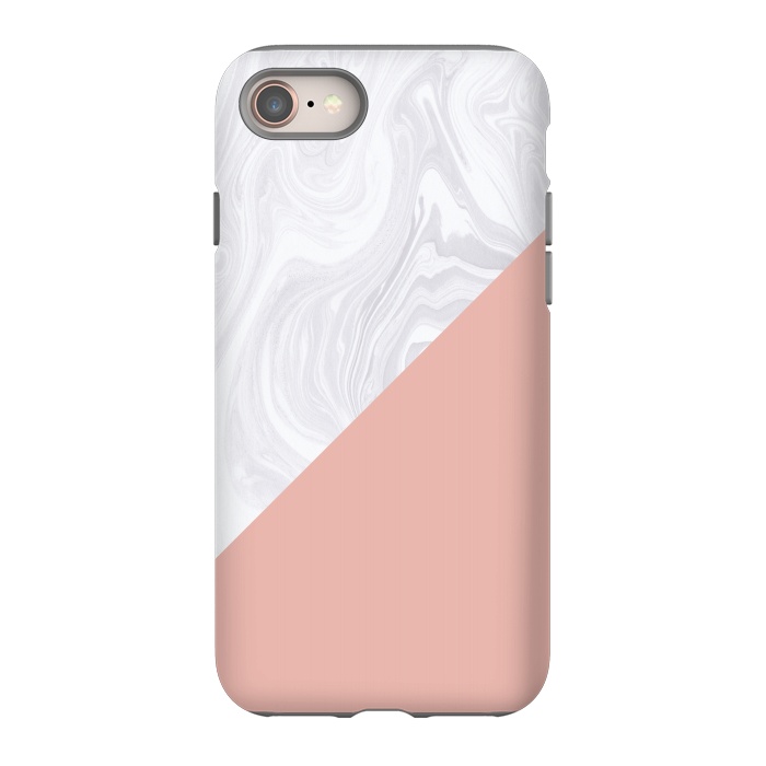 iPhone 8 StrongFit Rose Gold and White Marble Texture by Julie Erin Designs