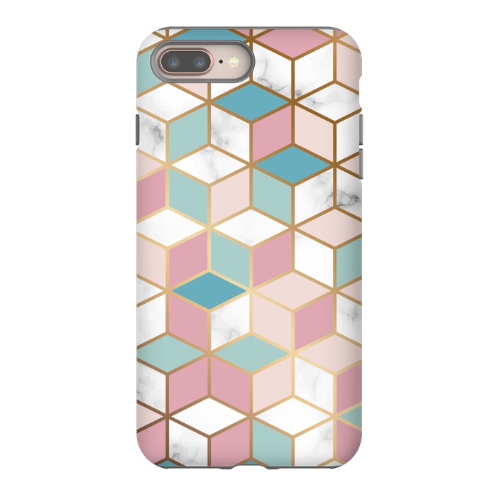 iPhone 8 plus StrongFit Crystals In Blue And Pink Marble by ArtsCase