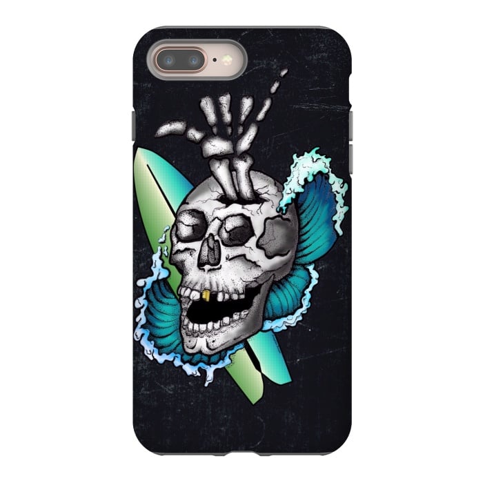 iPhone 8 plus StrongFit Surfs Up Skull by Gringoface Designs