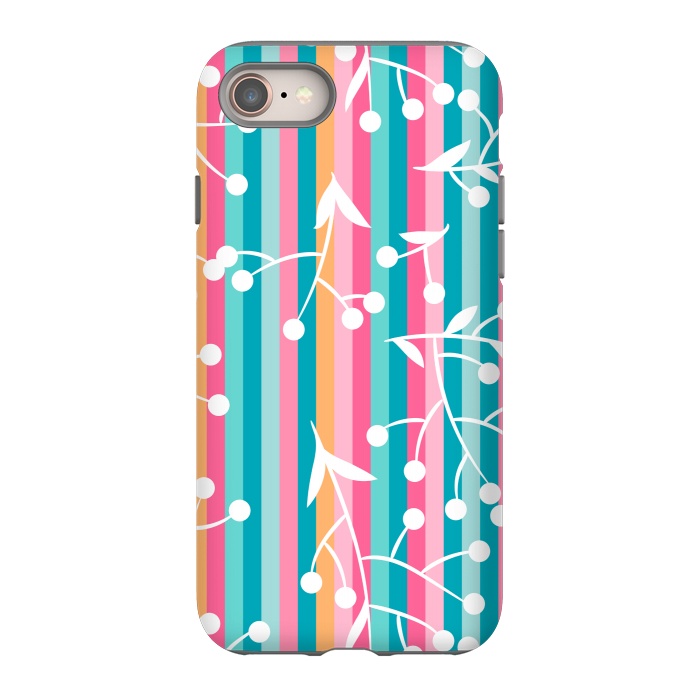 iPhone 8 StrongFit STRIPES WHITE FLORAL PATTERN by MALLIKA