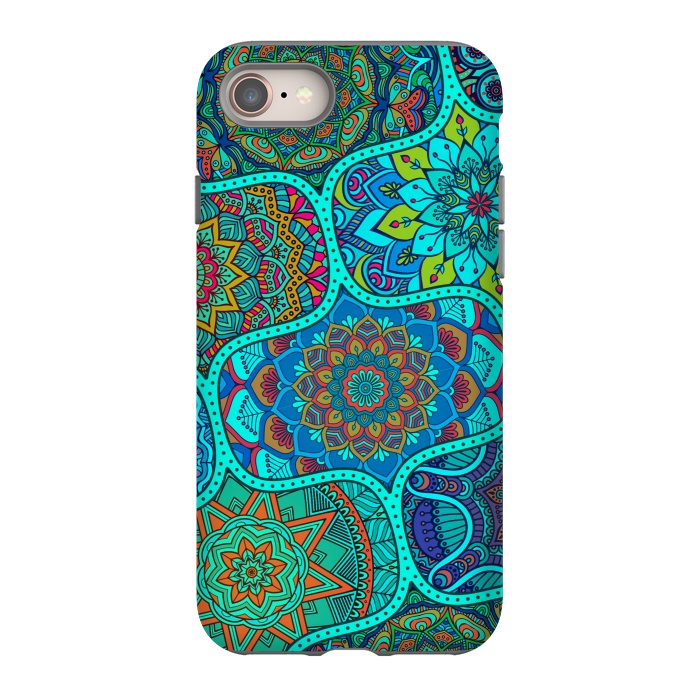 iPhone 8 StrongFit Modern Mandalas In Blue And Green by ArtsCase