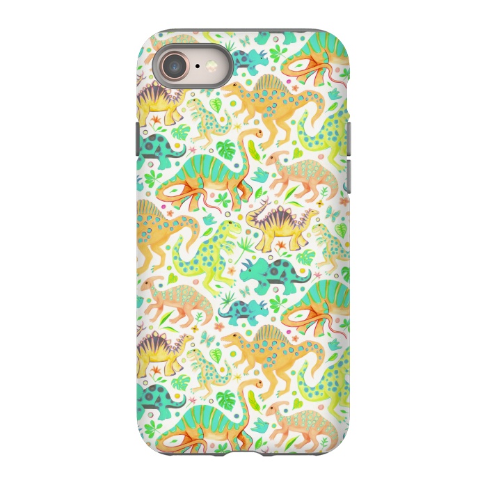 iPhone 8 StrongFit Happy Dinos in Citrus Colors by Micklyn Le Feuvre