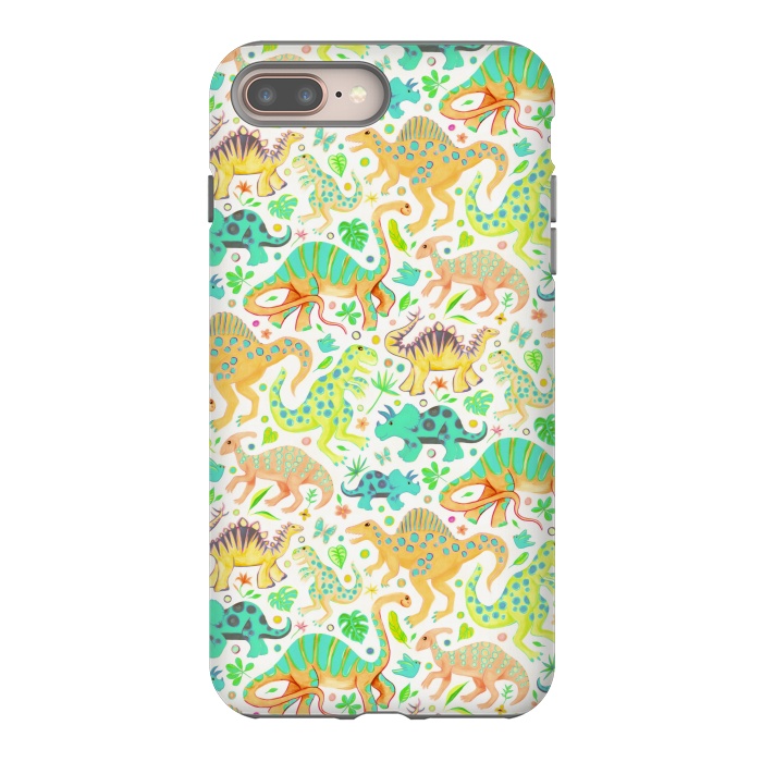 iPhone 8 plus StrongFit Happy Dinos in Citrus Colors by Micklyn Le Feuvre