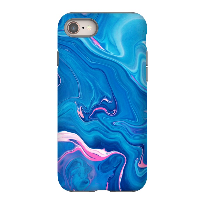 iPhone 8 StrongFit Abstract Marble Painting Blue Pink Orange by ArtsCase