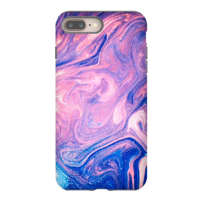 iPhone 8 plus StrongFit Pink and Blue Marbling art by ArtsCase