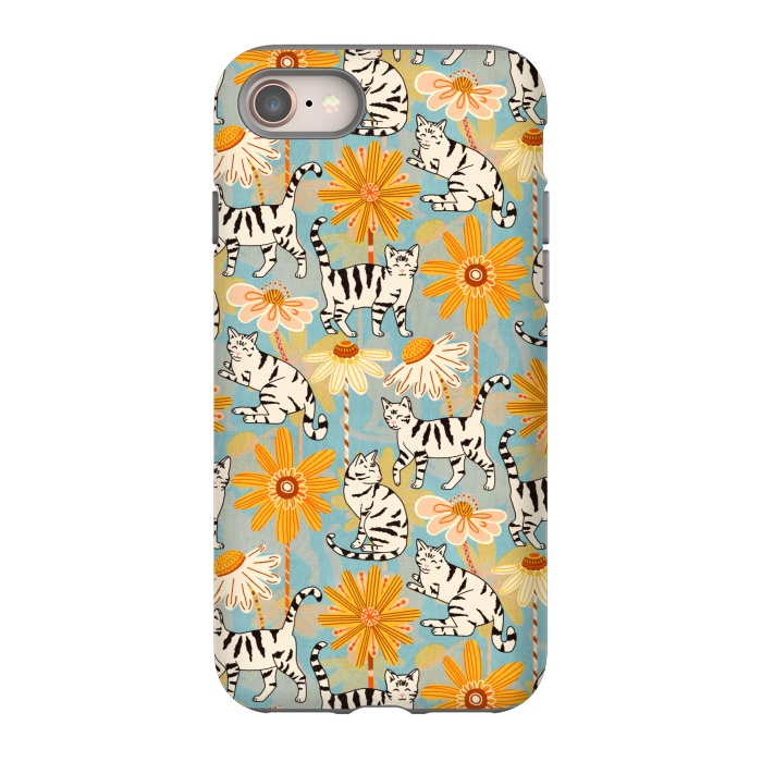 iPhone 8 StrongFit Daisy Cats - Baby Blue  by Tigatiga