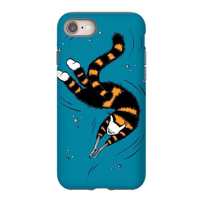 iPhone 8 StrongFit Funny Cat Creature With Skeleton Hands Swimming by Boriana Giormova