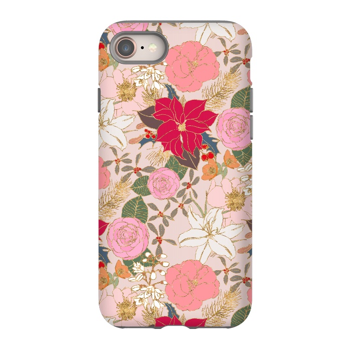 iPhone 8 StrongFit Elegant Golden Strokes Colorful Winter Floral by InovArts