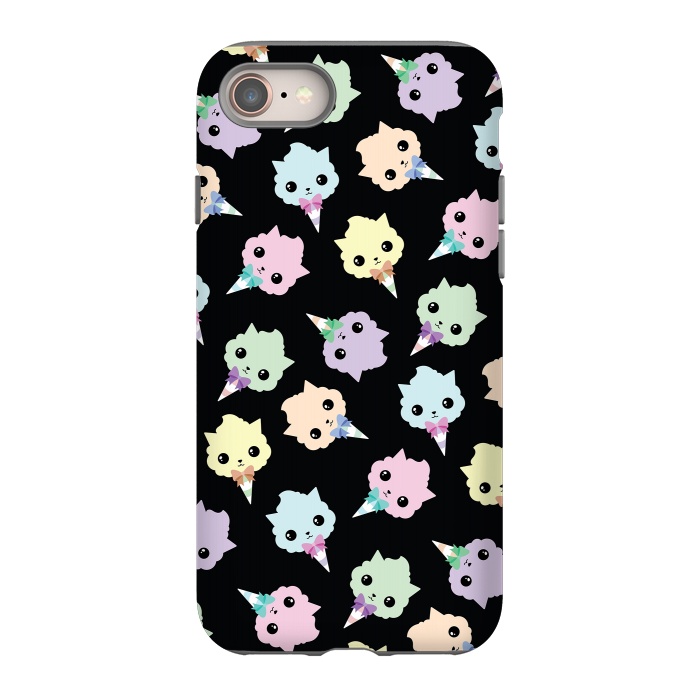 iPhone 8 StrongFit Cotton candy cat pattern by Laura Nagel