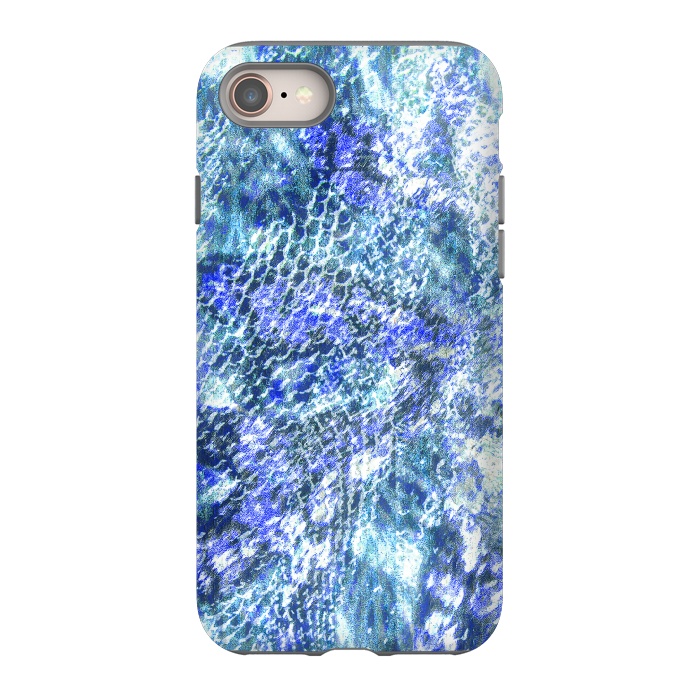 iPhone 8 StrongFit Blue watercolor snake skin pattern by Oana 