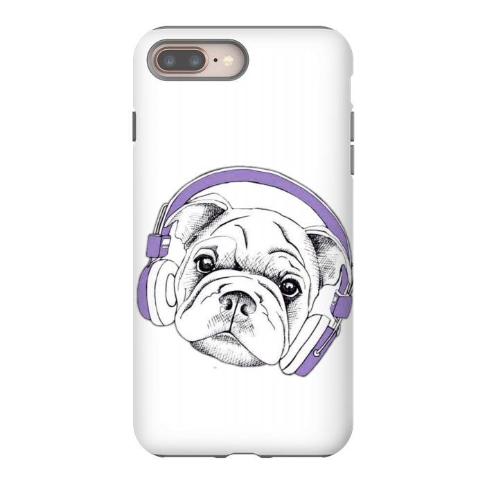 iPhone 8 plus StrongFit french bulldog listening music by haroulita
