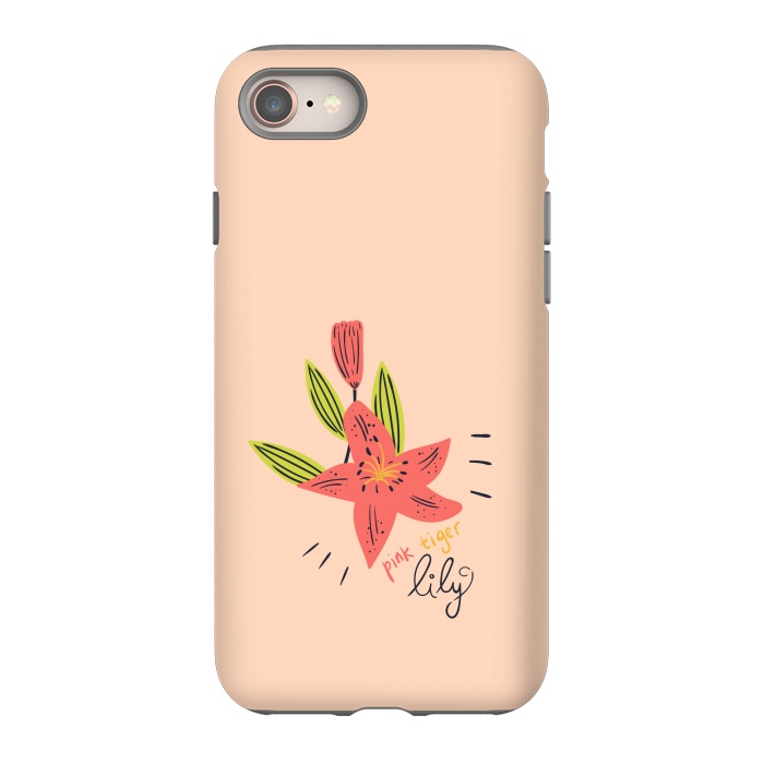 iPhone 8 StrongFit pink tiger lily flowers by Lovi Dianti