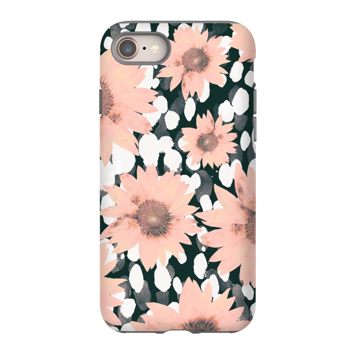 iPhone 8 StrongFit Pink flower petals and paint dots by Oana 