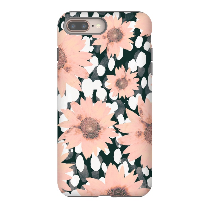 iPhone 8 plus StrongFit Pink flower petals and paint dots by Oana 