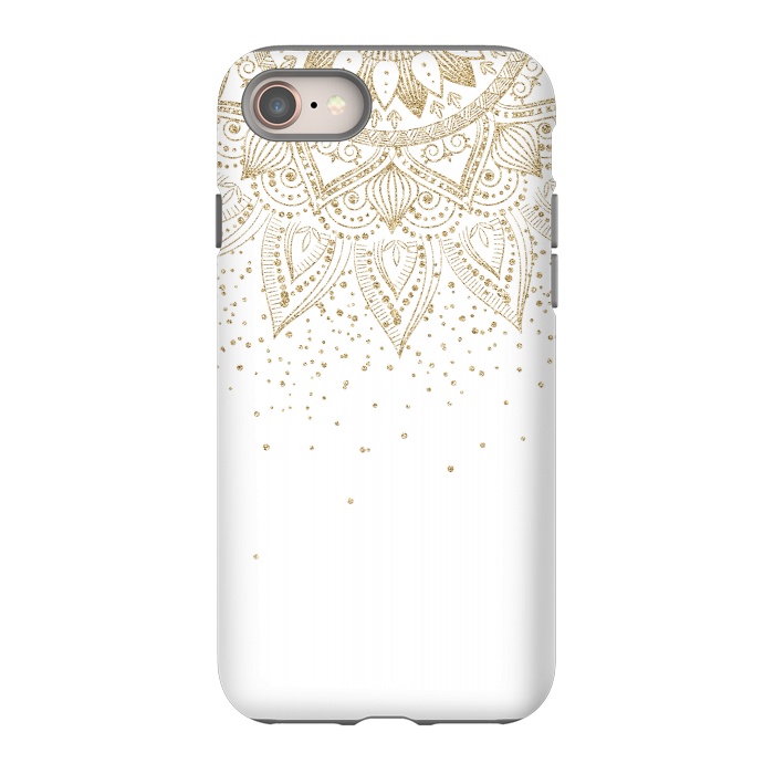 iPhone 8 StrongFit Elegant Gold Mandala Confetti Design by InovArts