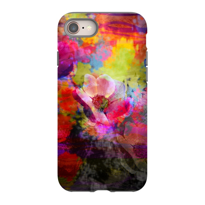 iPhone 8 StrongFit Floral multicolour abstract digital flowers pink by Josie