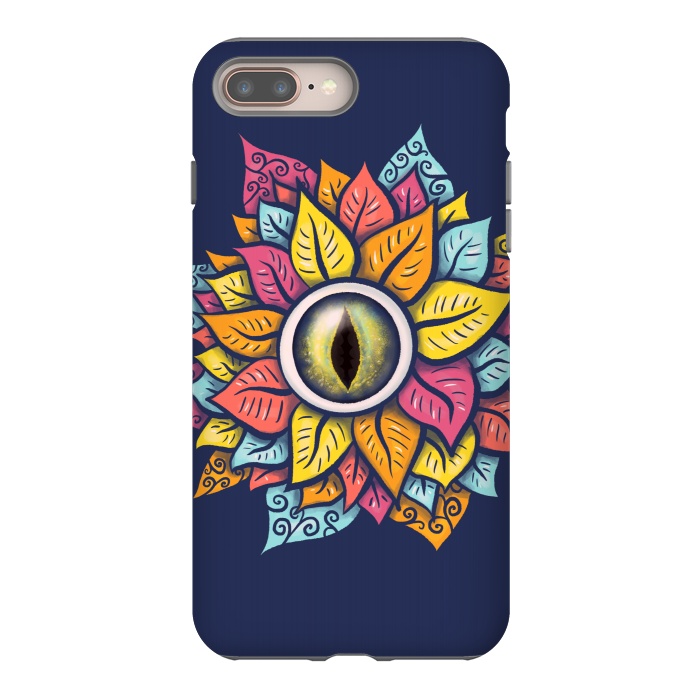 iPhone 8 plus StrongFit Colorful Reptile Eye Flower Fun Weird Digital Art by Boriana Giormova