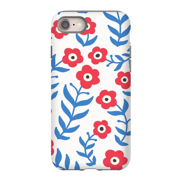 iPhone 8 StrongFit Red flowers and blue leaves by Winston