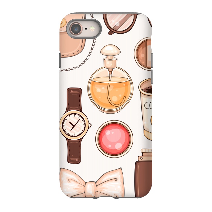 iPhone 8 StrongFit Fashion set of Woman's Accessories and Cosmetics by ArtsCase