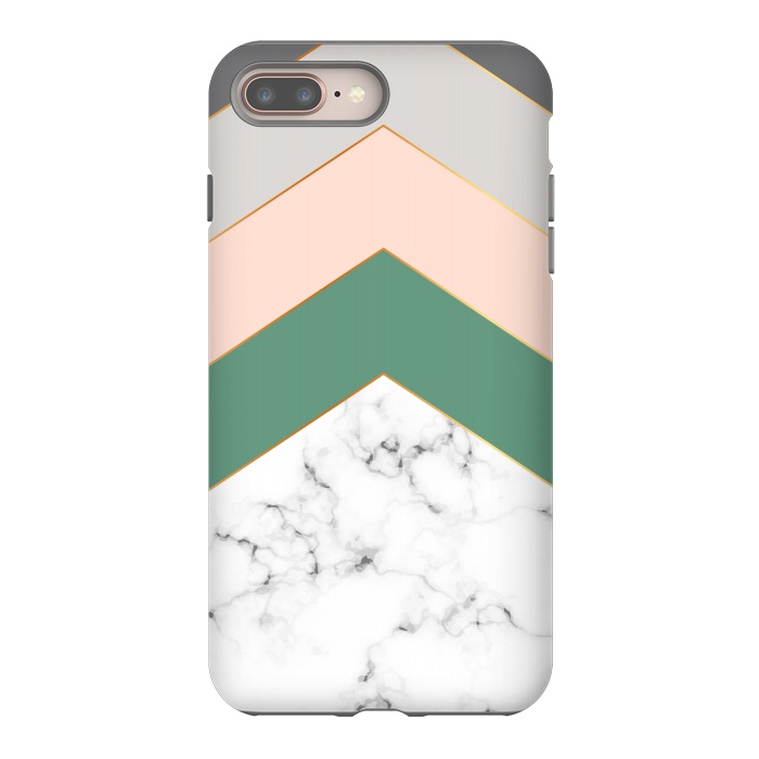 iPhone 8 plus StrongFit Green Rose and Gray Marble Geometric Design with gold lines by ArtsCase