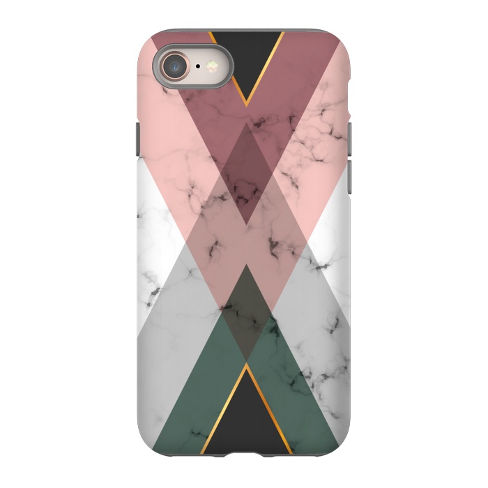 iPhone 8 StrongFit New Marble design with triangular figure and gold lines by ArtsCase